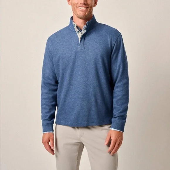 NWOT Johnnie-O Banyan Henley Ocean Blue Super Soft Pullover Size XL - Picture 7 of 11